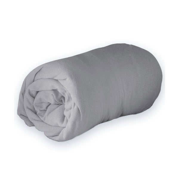 Cearceaf gri deschis din jerseu cu elastic 90x190 cm Jersy – douceur d'intérieur-image-3