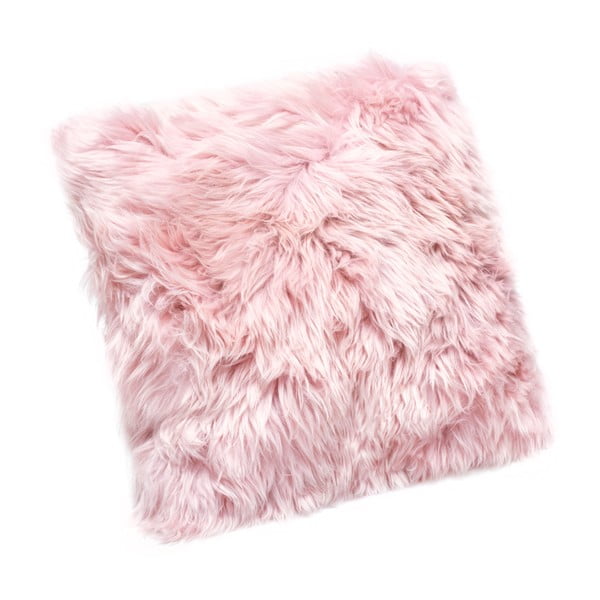 Pernă din blană de oaie Royal Dream Sheepskin, 30 x 30 cm, roz