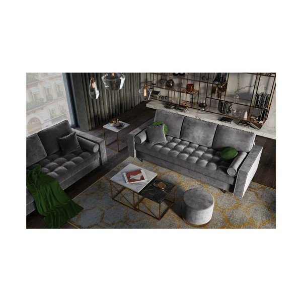 Canapea extensibilă din catifea Milo Casa Santo, gri închis-image-1