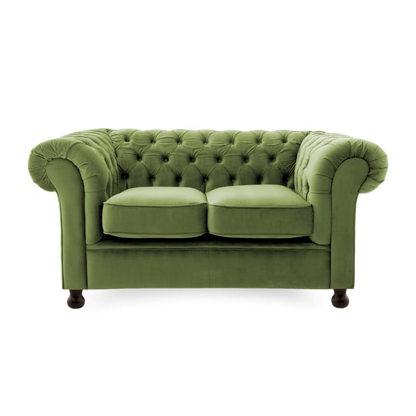 Canapea cu 2 locuri Vivonita Chesterfield, verde oliv