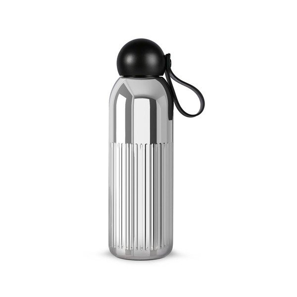 Sticlă termică argintie cu pai din oțel inoxidabil 500 ml Tekla – Sagaform