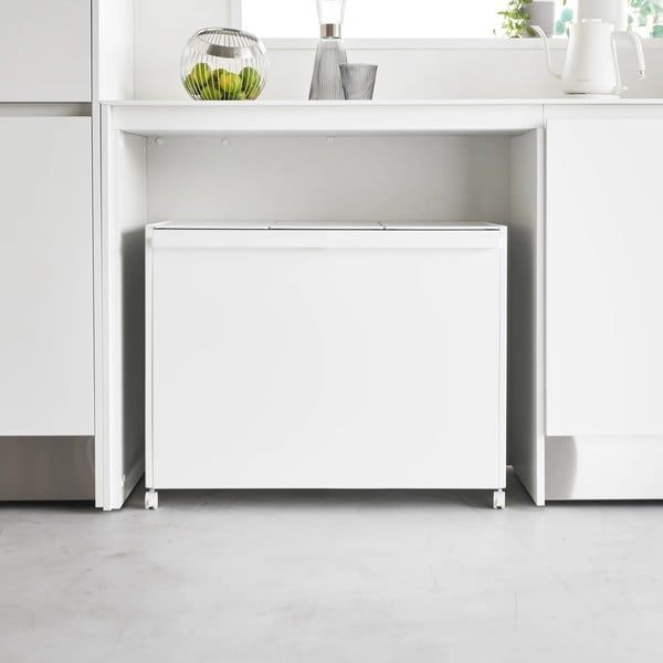 Coș de gunoi alb de reciclat din metal Tower – YAMAZAKI-image-1