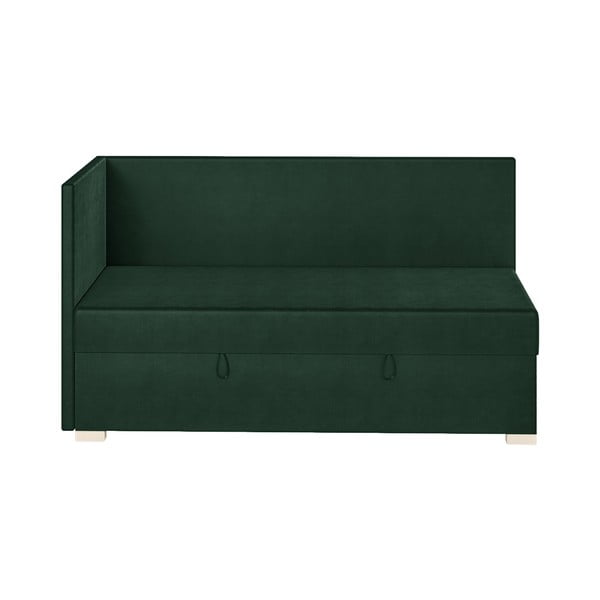 Pat pentru copii  verde închis pe colț cu spațiu de depozitare cu saltea 90x200 cm Flexi – Ghado