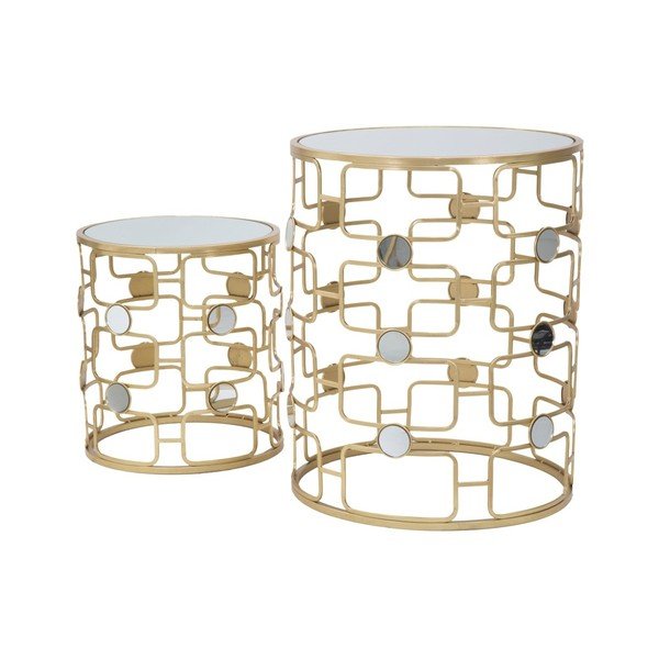 Set 2 măsuțe de cafea cu structură aurie Mauro Ferretti Coppia-image-3