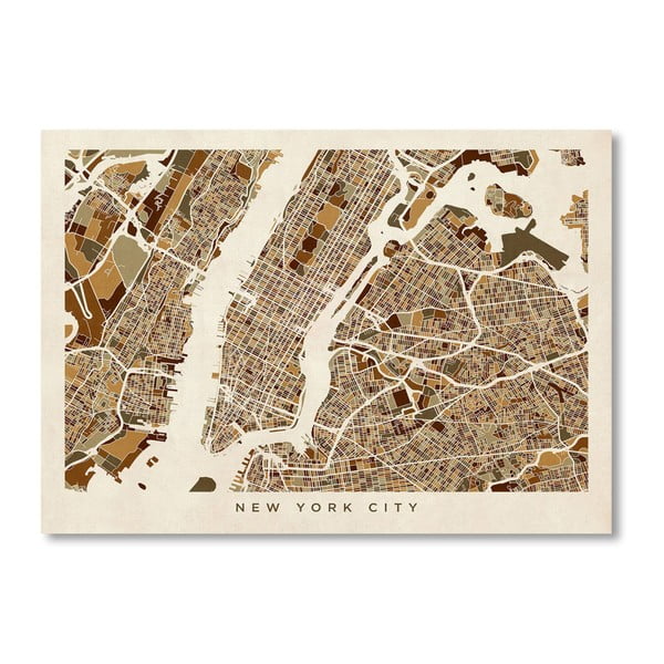Poster cu harta New York City Americanflat City, 60 x 42 cm