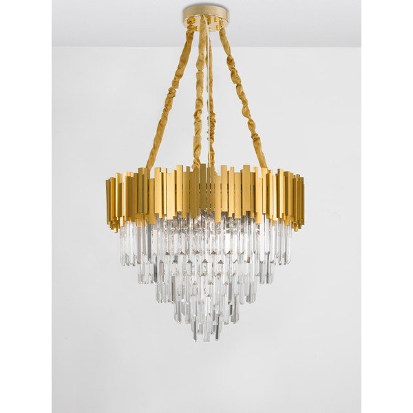 Lustră aurie din metal cu abajur din cristal ø 73 cm Grane – Nova Luce-image-4