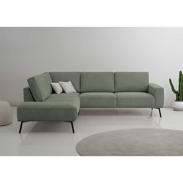 Colțar verde cu tapițerie din chenille (cu colț pe partea stângă/în formă de ”L”) Amsterdam – Scandic-image-1