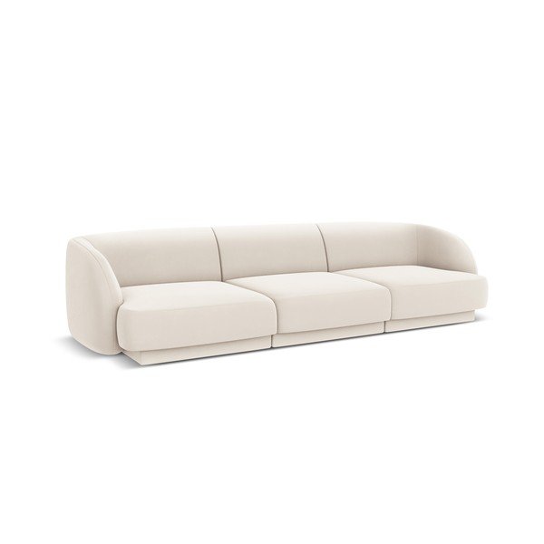 Canapea bej cu tapițerie din catifea 259 cm Miley - Micadoni Home-image-2
