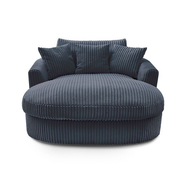 Fotoliu albastru închis cu tapițerie din catifea reiată Belem – Bobochic Paris-image-3