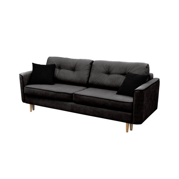 Canapea extensibilă cu 3 locuri Mazzini Sofas Ivy, negru-image-1