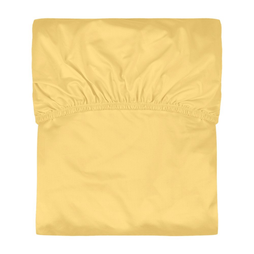 Cearceaf galben din bumbac cu elastic 180x200 cm Oba – noo.ma