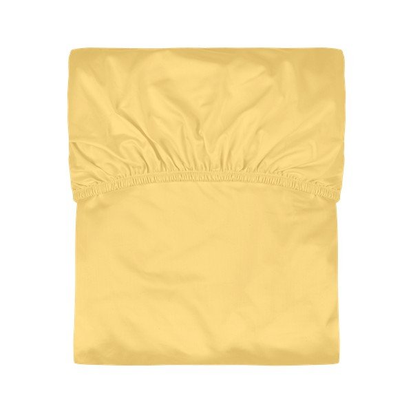 Cearceaf galben din bumbac cu elastic 180x200 cm Oba – noo.ma