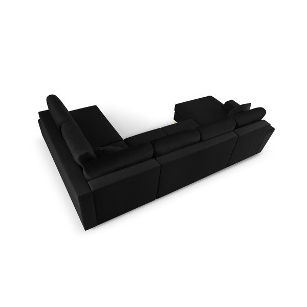 Colțar negru extensibil, cu spațiu de depozitare cu tapițerie din catifea (cu colț pe partea dreaptă, în formă de "U") Kyoto – Cosmopolitan Design-image-4