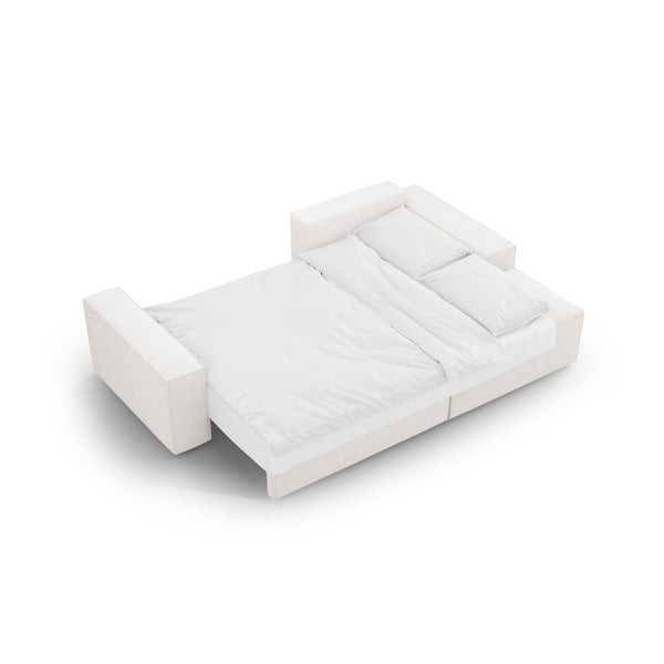 Colțar alb extensibil cu tapițerie din țesătură bouclé (cu colț pe partea dreaptă) Jodie – Micadoni Home-image-4