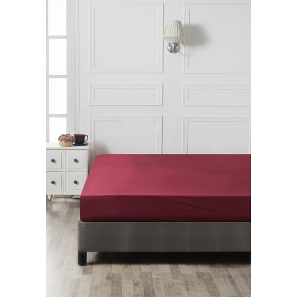 Cearceaf roșu din bumbac cu elastic 160x200 cm - Mijolnir-image-2