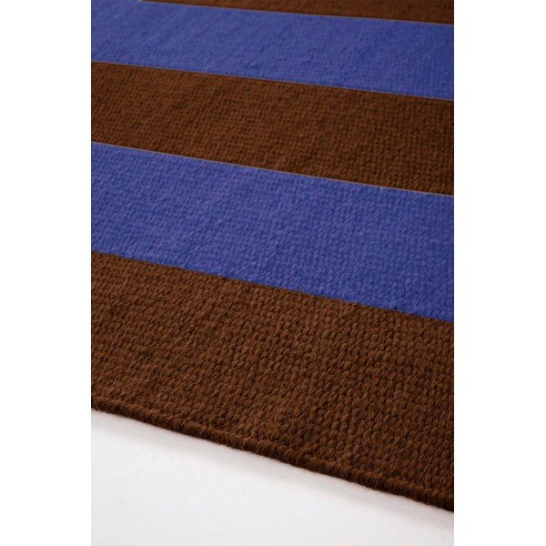 Covor tip traversă albastru/maro țesut manual din amestesc de lână 80x200 cm Sissel – Jotex-image-2