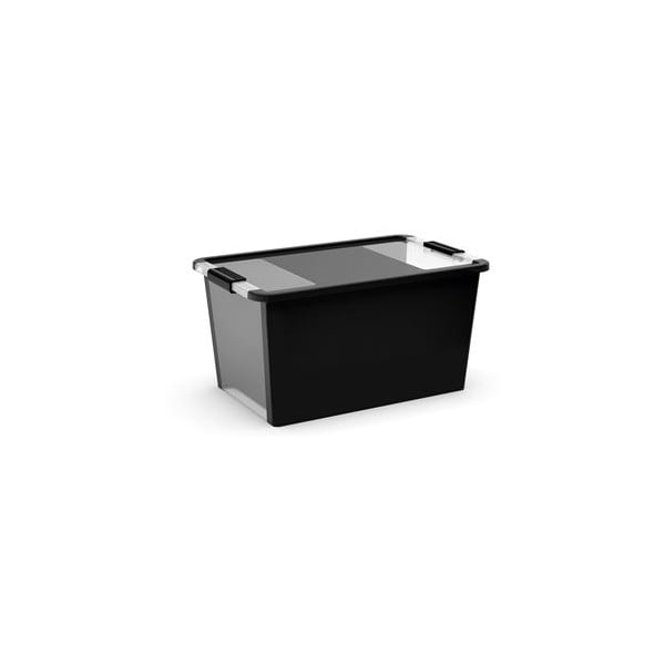 Cutie de depozitare neagră din plastic cu capac 55x35x28 cm Bi-Box L – KIS