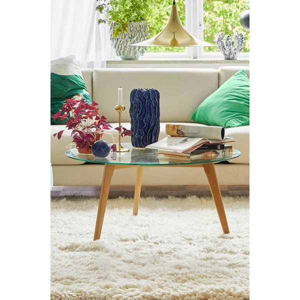 Măsuță de cafea în culoare naturală rotundă din lemn de stejar ø 90 cm Malevik – Jotex-image-3