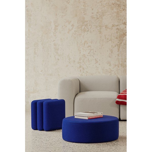 Puf albastru cu tapițerie din lână Folk – noo.ma-image-3