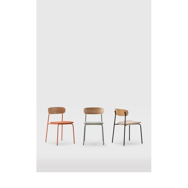 Scaune de dining roșii/în culoare naturală 2 buc. Adriana – Marckeric-image-2