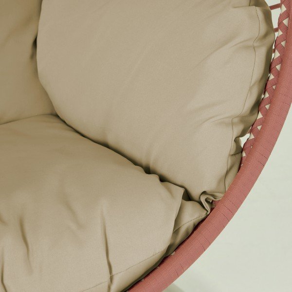 Fotoliu suspendat de grădină cu suport Kave Home Elianis, roșu teracotă-alb-image-1