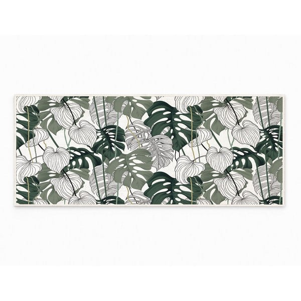 Covor tip traversă alb/verde lavabil 80x200 cm Monstera – Oyo Concept-image-2