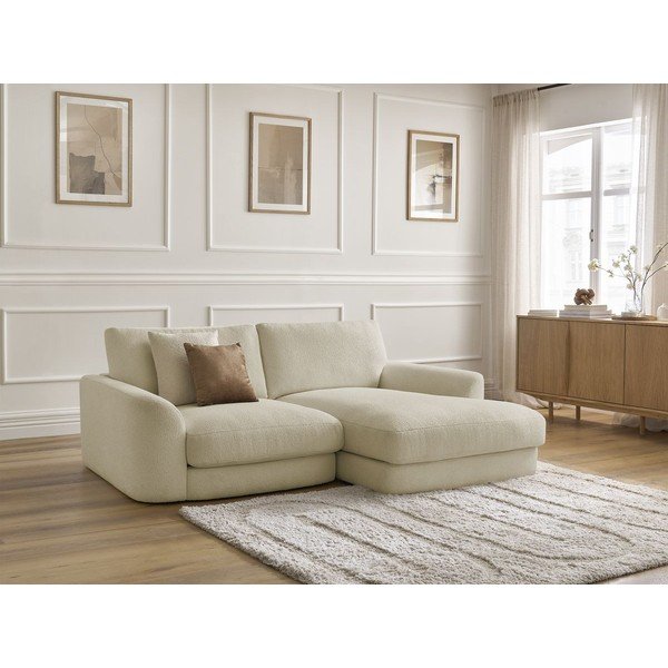 Colțar bej cu tapițerie din țesătură bouclé (cu colț pe partea dreaptă/cu șezlong) Leonore – Bobochic Paris-image-3