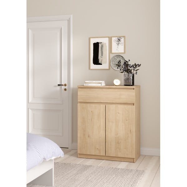 Comodă în culoare naturală cu aspect de lemn de stejar 80x100x40 cm Naia – Tvilum-image-1