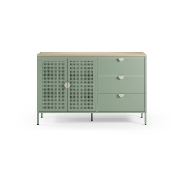 Comodă verde-mentă/în culoare naturală din metal 140x90x40 cm Sayla – Marckeric