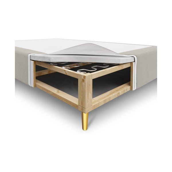 Pat dublu cu tapițerie din catifea Milo Casa Lia, 160 x 200 cm, bej-image-2