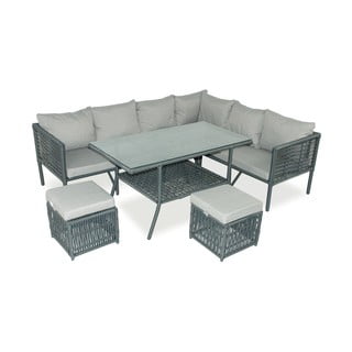 Set mobilier de grădină gri din ratan artificial pentru șapte persoane Newyork – Floriane Garden
