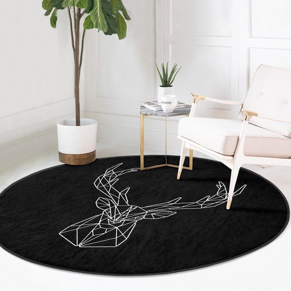 Covor rotund  negru lavabil adecvat și  pentru aspiratoare robot   ø 100 cm Comfort – Mila Home-image-2