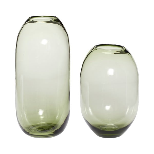 Vaze verde 2 buc. din sticlă lucrate manual (înălțime 38 cm) Moss – Hübsch