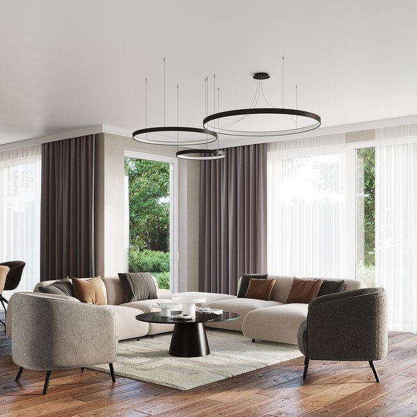 Lustră neagră LED din aluminiu ø 110 cm RIO – Thoro-image-4