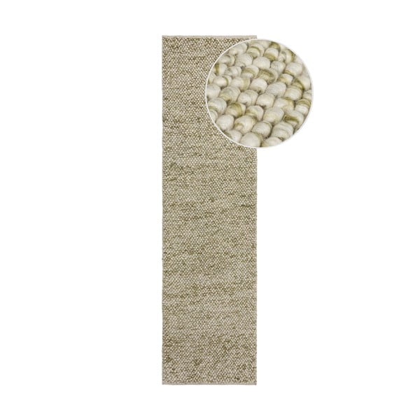 Covor tip traversă kaki țesut manual din amestesc de lână 60x230 cm Minerals – Flair Rugs