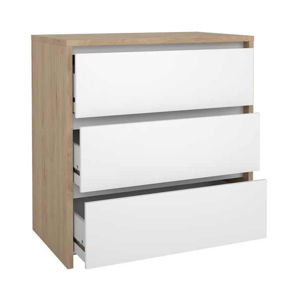 Comodă albă-în culoare naturală cu aspect de lemn de stejar 80x84x48 cm Next – Tvilum-image-2