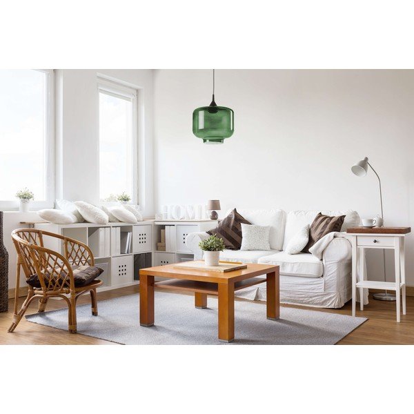 Lustră cu abajur din sticlă Tierra Bella Ambar, ø 25 cm, verde-image-1