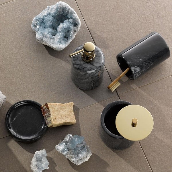 Suport din marmură pentru periuțe de dinți Kela Liron, negru-image-1