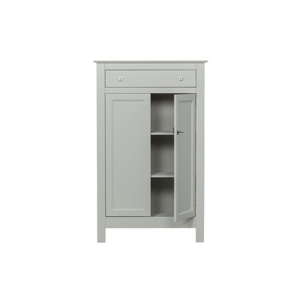 Comodă gri deschis înaltă din lemn de pin cu încuietoare 93x150 cm Eva – WOOOD-image-2