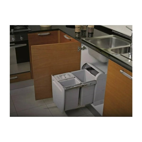 Coș de gunoi de plastic pentru deșeuri sortate/încorporat 12 + 8 + 8 l City - Elletipi-image-1