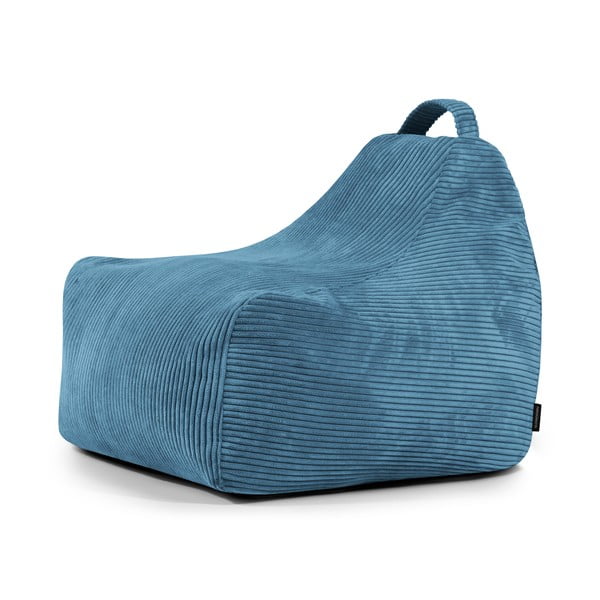 Fotoliu puf pentru copii albastru cu tapițerie din catifea reiată Game Amuse – SLOWDOWN