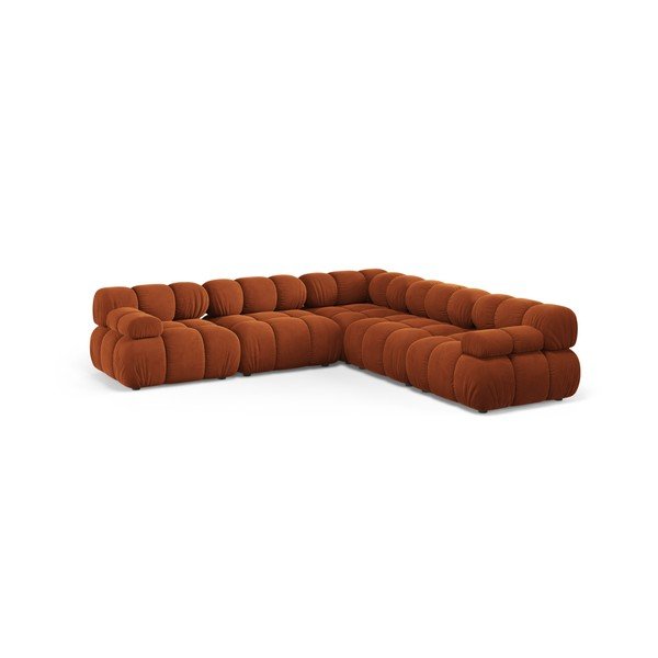 Colțar modular teracotă cu tapițerie din catifea – Micadoni 