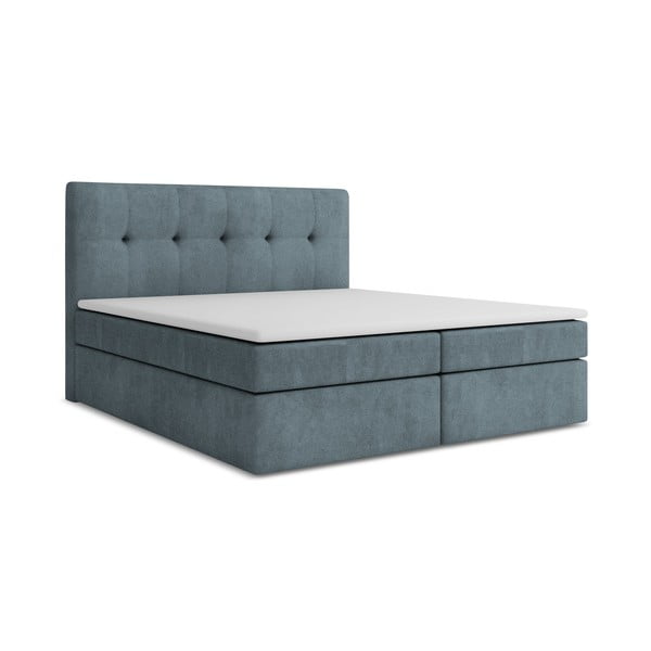 Pat boxspring albastru deschis cu spațiu de depozitare 180x200 cm Palta – Makamii