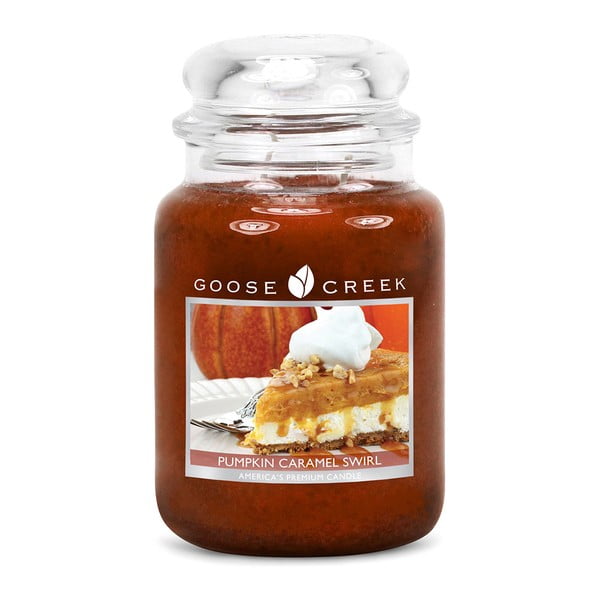 Lumânare parfumată în recipient de sticlă Goose Creek Autumn Caramel Swirl, 150 ore de ardere