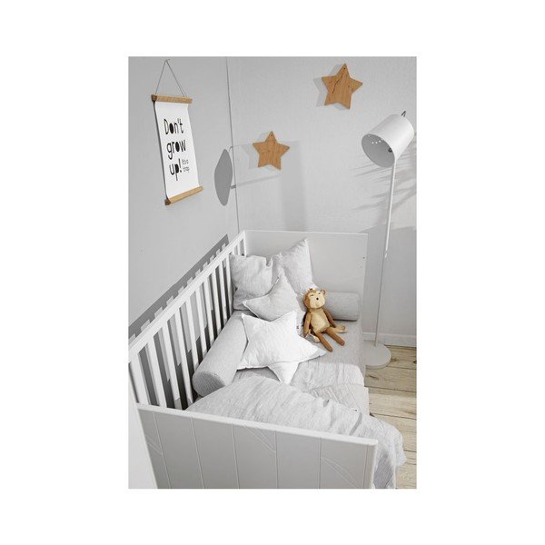 Cearceaf din in pentru copii BELLAMY Stripes, 90 x 200 cm, gri-image-1