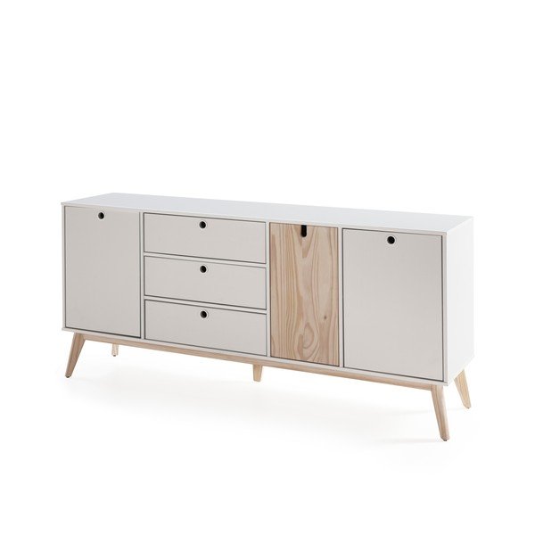 Comodă din lemn de pin Marckeric Kiara, alb-image-3