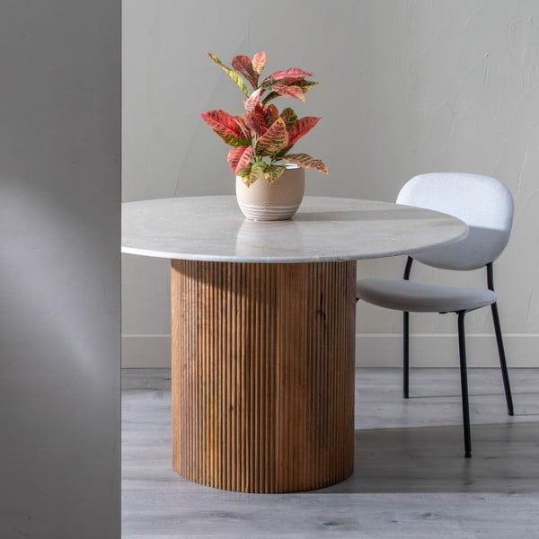 Masă de dining rotundă cu blat din marmură ø 120 cm – Ixia-image-1