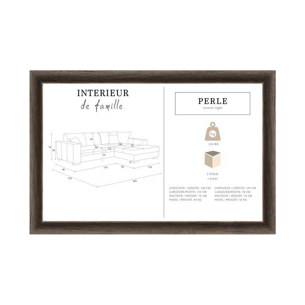 Canapea cu șezlong partea dreaptă Interieur De Famille Paris Perle, turcoaz-image-4