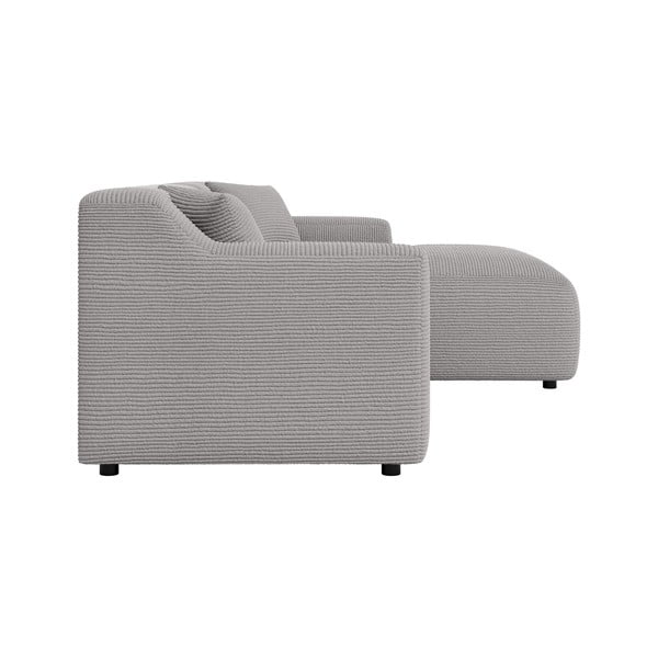 Colțar gri deschis cu tapițerie din catifea reiată  (cu colț pe partea dreaptă, cu șezlong) Martin – Ropez-image-3