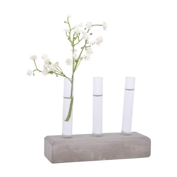 Vază cu suport din beton și 3 tuburi pentru flori Esschert Design
